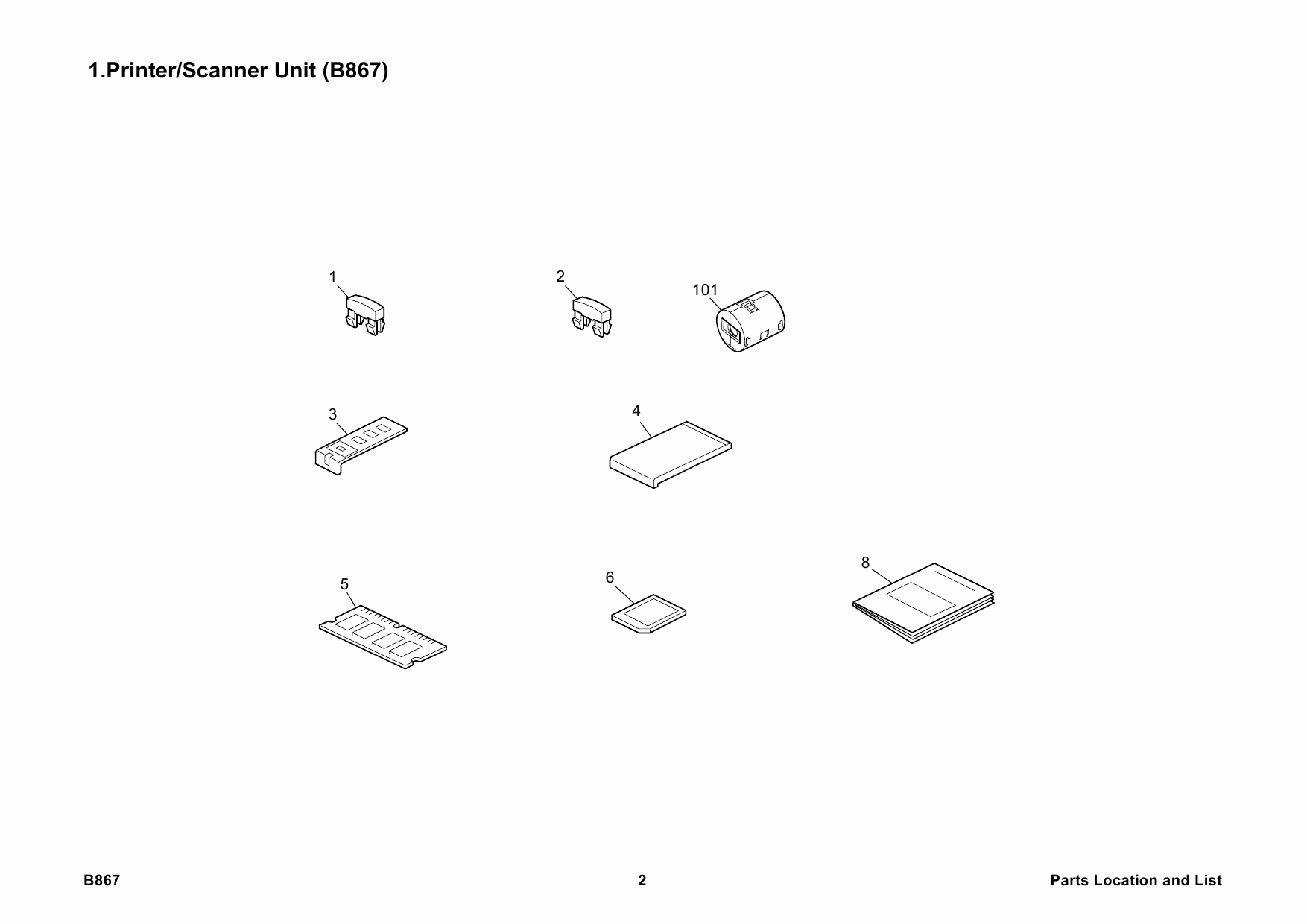 RICOH Options B867 PRINTER-SCANNER-UNIT-TYPE-2000 Parts Catalog PDF download-2